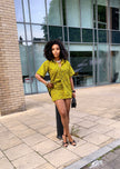 Collette Ankara Button-Up Shirt with Lace Detail | Amazin Apparels