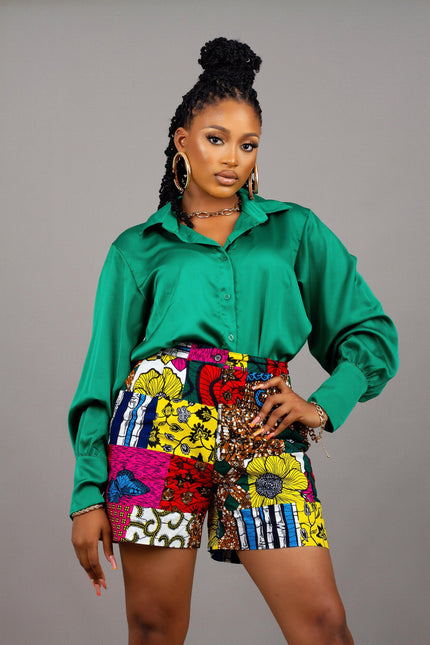 BISI PATCHWORK AFRICAN PRINT SHORTS - AmazinApparels