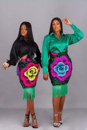 DAYO AFRICAN PRINT MIDI SKIRT - AmazinApparels