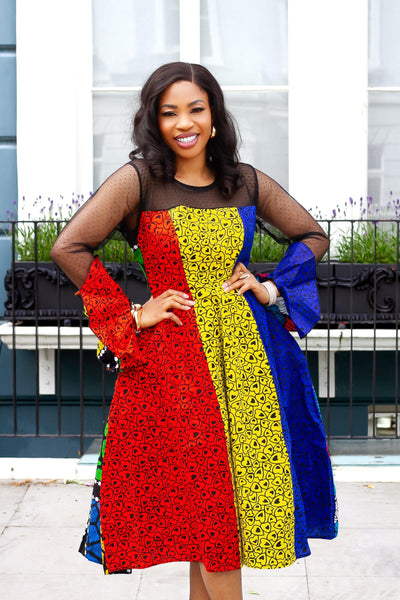 Doris Mixed Ankara Print Dress | Amazin Apparels - AmazinApparels