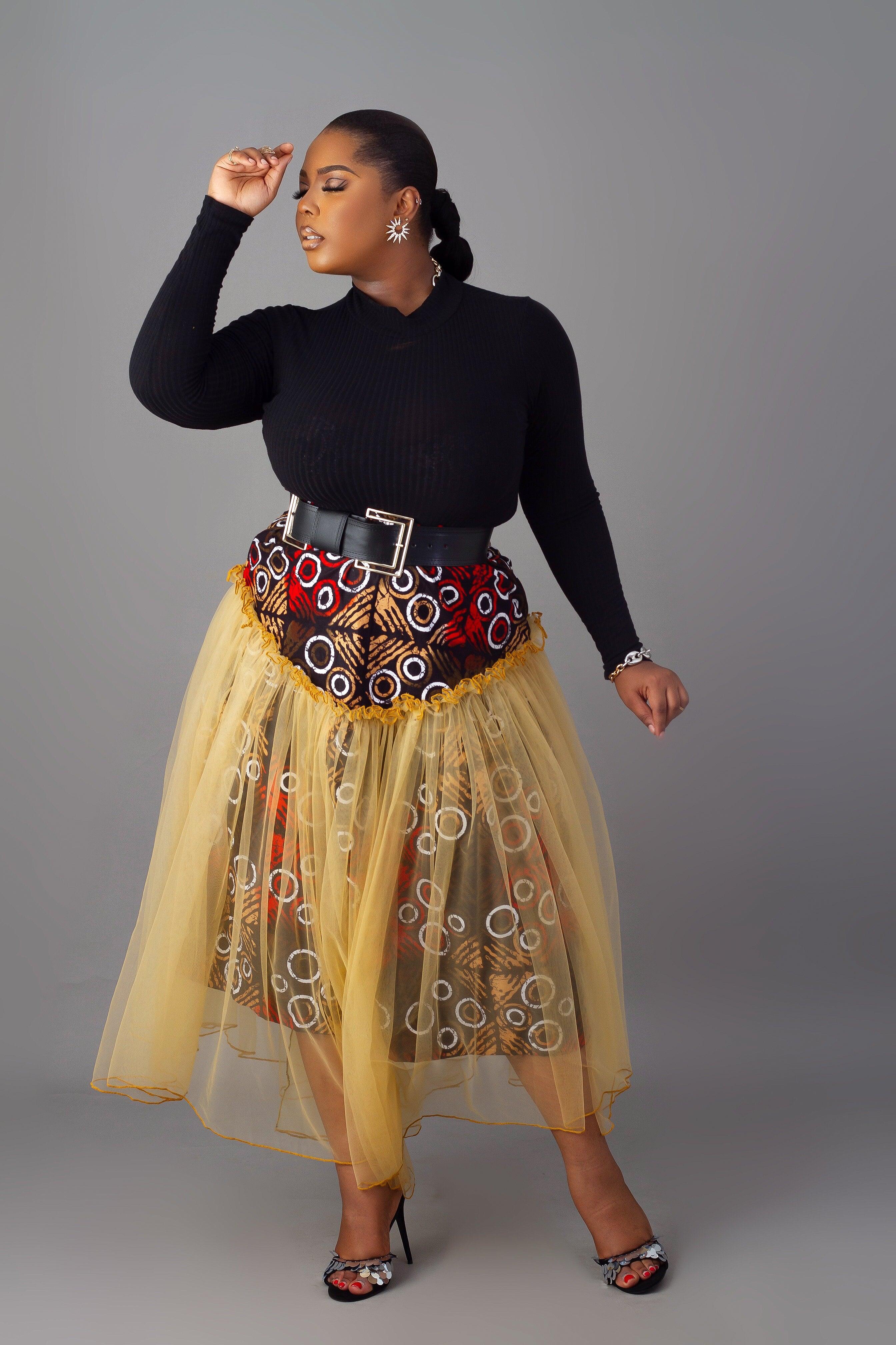 Kunbi African Print Midi Skirt - AmazinApparels